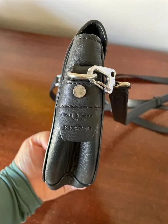 Rag & Bone Mini Flight Black Leather Crossbody Saddle Bag Boho Travel - Picture 3 of 14